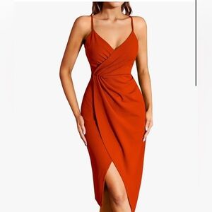 NEW!!! Elegant Rust Orange Wrap Dress NEW!!!!